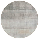 8' Round Taupe Round Ombre Washable Non Skid Indoor Outdoor Area Rug