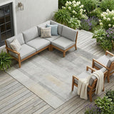 8' X 10' Taupe Ombre Washable Non Skid Indoor Outdoor Area Rug
