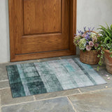 2' X 3' Teal Ombre Washable Non Skid Indoor Outdoor Area Rug