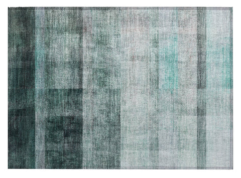 2' X 3' Teal Ombre Washable Non Skid Indoor Outdoor Area Rug