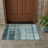 3' X 5' Teal Ombre Washable Non Skid Indoor Outdoor Area Rug