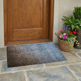 2' X 3' Blue and Green Ombre Washable Non Skid Indoor Outdoor Area Rug