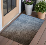 2' X 3' Blue and Green Ombre Washable Non Skid Indoor Outdoor Area Rug