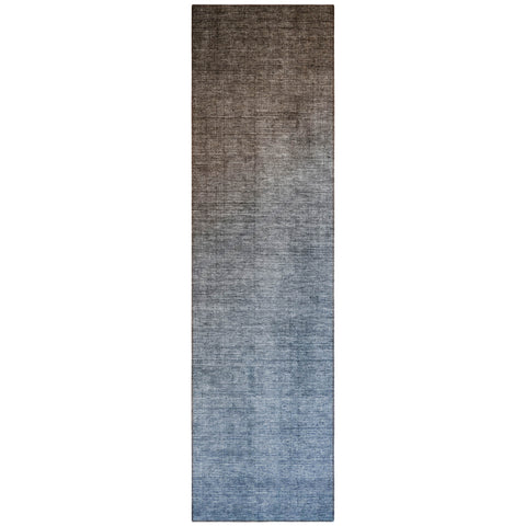 8' Blue And Green Ombre Washable Indoor Outdoor Runner Rug