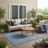 5' X 8' Blue and Green Ombre Washable Non Skid Indoor Outdoor Area Rug