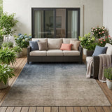 5' X 8' Taupe and Gray Ombre Washable Non Skid Indoor Outdoor Area Rug