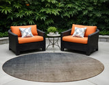 8' Taupe And Gray Round Ombre Washable Indoor Outdoor Area Rug