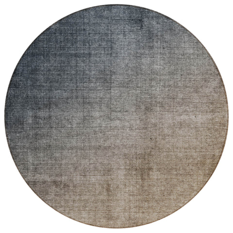 8' Taupe And Gray Round Ombre Washable Indoor Outdoor Area Rug