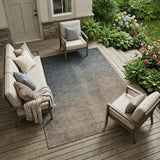 8' X 10' Taupe and Gray Ombre Washable Non Skid Indoor Outdoor Area Rug