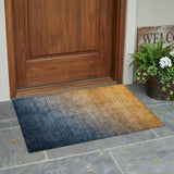 2' X 3' Denim and Gold Ombre Washable Non Skid Indoor Outdoor Area Rug