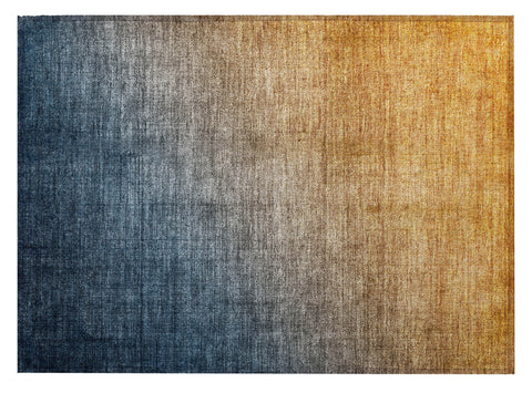 2' X 3' Denim and Gold Ombre Washable Non Skid Indoor Outdoor Area Rug