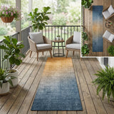 8' Gold Ombre Washable Indoor Outdoor Runner Rug