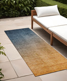 8' Gold Ombre Washable Indoor Outdoor Runner Rug