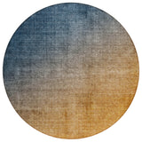 8' Gold Round Ombre Washable Indoor Outdoor Area Rug