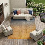8' X 10' Gold Ombre Washable Indoor Outdoor Area Rug