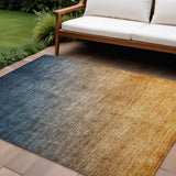 8' X 10' Gold Ombre Washable Indoor Outdoor Area Rug
