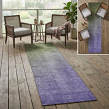 8' Runner Olive Green and Purple Ombre Washable Non Skid Indoor Outdoor Runner Rug