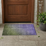 3' X 5' Olive Green And Purple Ombre Washable Indoor Outdoor Area Rug