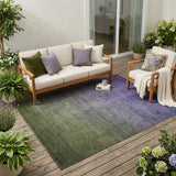5' X 8' Olive Green and Purple Ombre Washable Non Skid Indoor Outdoor Area Rug