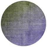 8' Olive Green And Purple Round Ombre Washable Indoor Outdoor Area Rug