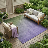 8' X 10' Olive Green And Purple Ombre Washable Indoor Outdoor Area Rug