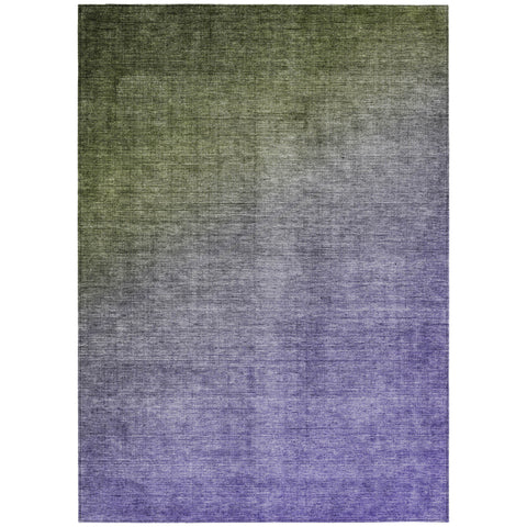 8' X 10' Olive Green And Purple Ombre Washable Indoor Outdoor Area Rug