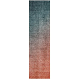 8' Runner Gray and Red Orange Ombre Washable Non Skid Indoor Outdoor Runner Rug