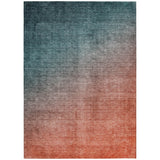 3' X 5' Gray and Red Orange Ombre Washable Non Skid Indoor Outdoor Area Rug