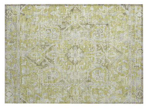 2' X 3' Artichoke Green Oriental Washable Non Skid Indoor Outdoor Area Rug