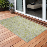 3' X 5' Artichoke Green Oriental Washable Non Skid Indoor Outdoor Area Rug