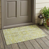 3' X 5' Artichoke Green Oriental Washable Non Skid Indoor Outdoor Area Rug