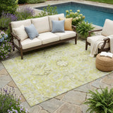 5' X 8' Artichoke Green Oriental Washable Non Skid Indoor Outdoor Area Rug