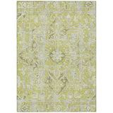 5' X 8' Artichoke Green Oriental Washable Non Skid Indoor Outdoor Area Rug
