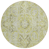 8' Round Artichoke Green Round Oriental Washable Non Skid Indoor Outdoor Area Rug
