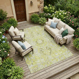 8' X 10' Artichoke Green Oriental Washable Non Skid Indoor Outdoor Area Rug