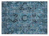 2' X 3' Denim and Gray Oriental Washable Non Skid Indoor Outdoor Area Rug