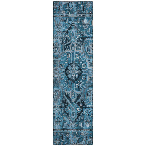 8' Gray Oriental Washable Indoor Outdoor Runner Rug