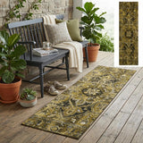 8' Runner Coffee and Gray Oriental Washable Non Skid Indoor Outdoor Runner Rug