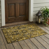 3' X 5' Coffee and Gray Oriental Washable Non Skid Indoor Outdoor Area Rug