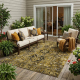 5' X 8' Coffee and Gray Oriental Washable Non Skid Indoor Outdoor Area Rug