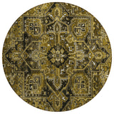 8' Coffee And Gray Round Oriental Washable Indoor Outdoor Area Rug