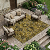 8' X 10' Coffee and Gray Oriental Washable Non Skid Indoor Outdoor Area Rug