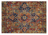 2' X 3' Red Orange and Blue Oriental Washable Non Skid Indoor Outdoor Area Rug