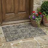 2' X 3' Taupe and Dark Taupe Oriental Washable Non Skid Indoor Outdoor Area Rug