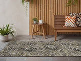 8' Taupe Oriental Washable Indoor Outdoor Runner Rug