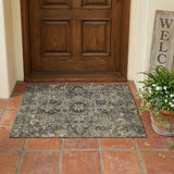 3' X 5' Taupe Oriental Washable Indoor Outdoor Area Rug