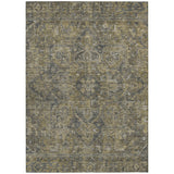 5' X 8' Gray Oriental Washable Indoor Outdoor Area Rug