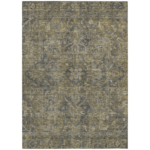 5' X 8' Gray Oriental Washable Indoor Outdoor Area Rug