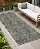8' Runner Brown and Black Oriental Washable Non Skid Indoor Outdoor Runner Rug
