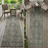 8' Runner Brown and Black Oriental Washable Non Skid Indoor Outdoor Runner Rug
